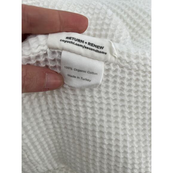 Coyuchi Organic Waffle Shower Curtain White 100% Cotton - Picture 4 of 4